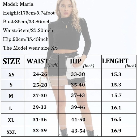 Color Block Patchwork Raw Trim Denim Skirt - Picture 2 of 4